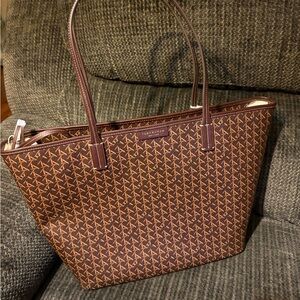 Tory Burch Dark Brown Geometric Tote